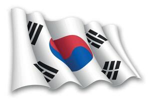 realistisch golvend vlag van zuiden Korea vector
