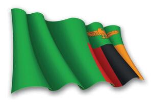 realistisch golvend vlag van Zambia vector