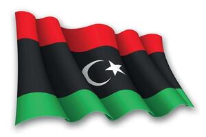 realistisch golvend vlag van Libië vector