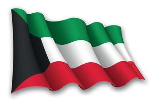 realistisch golvend vlag van Koeweit vector