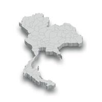 3d Thailand wit kaart met Regio's geïsoleerd vector