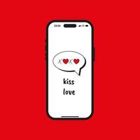 xoxo kus liefde sms bericht rood hart telefoon icoon vector