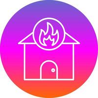huis brand lijn helling cirkel icoon vector