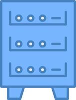 server kabinet lijn gevulde blauw icoon vector