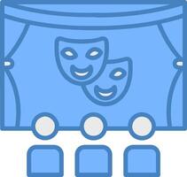 theater lijn gevulde blauw icoon vector