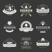 camping logos Sjablonen ontwerp elementen en silhouetten reeks vector