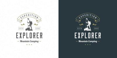 klimmer logo embleem buitenshuis avontuur expeditie illustratie bergbeklimmer Mens silhouet vector