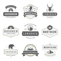 camping logos Sjablonen ontwerp elementen en silhouetten reeks vector