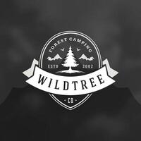 Woud camping logo embleem illustratie. vector