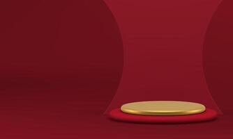 rood luxe 3d gouden podium voetstuk voor mode Product presentatie tonen realistisch vector