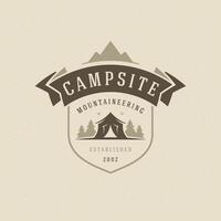 Woud camping logo embleem illustratie. vector