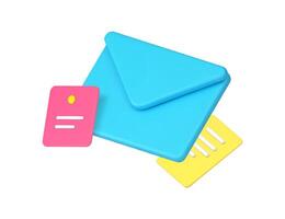 post- onderhoud brief papier vel met envelop mail sturen te ontvangen 3d icoon realistisch vector