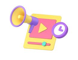 blog vlog kanaal online omroep tijd aankondigen reclame 3d icoon realistisch vector