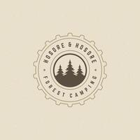 Woud camping logo embleem illustratie. vector