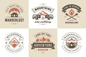 camping en buitenshuis avontuur citaten en gezegden typografie reeks illustratie vector