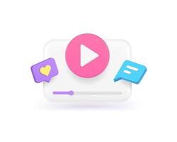 multimedia inhoud bladeren audio Speel knop sociaal media netwerk app 3d icoon realistisch vector