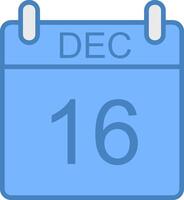 december lijn gevulde blauw icoon vector