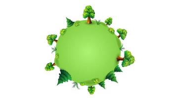 groene planeet met bomen en struiken in cartoon-stijl. een lege sjabloon voor je creativiteit vector