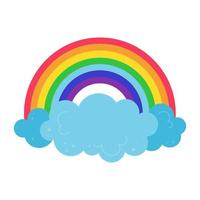blauwe wolken met regenboog. kinderdagverblijf concept. vector