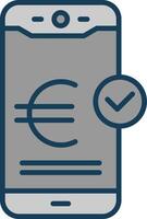 euro betalen lijn gevulde grijswaarden icoon ontwerp vector