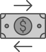 bank overdracht lijn gevulde grijswaarden icoon ontwerp vector