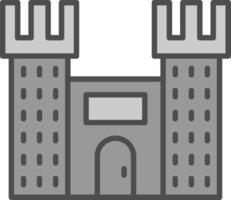 kasteel lijn gevulde grijswaarden icoon ontwerp vector