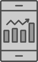 bar analytics lijn gevulde grijswaarden icoon ontwerp vector