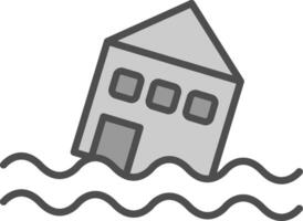 overstroming lijn gevulde grijswaarden icoon ontwerp vector