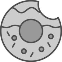 donut lijn gevulde grijswaarden icoon ontwerp vector