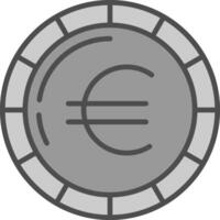 euro munt lijn gevulde grijswaarden icoon ontwerp vector