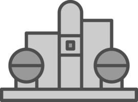 raffinaderij lijn gevulde grijswaarden icoon ontwerp vector