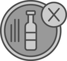 Nee alcohol lijn gevulde grijswaarden icoon ontwerp vector