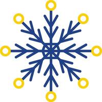 sneeuwvlok lijn twee kleur icoon ontwerp vector