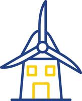 windmolen lijn twee kleur icoon ontwerp vector