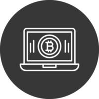 bitcoin mijnbouw lijn omgekeerd icoon ontwerp vector