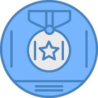 medaille prijs lijn gevulde blauw icoon vector