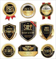 Luxe premium gouden insignes en labels vector