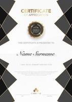 diploma certificaat sjabloon zwarte en gouden kleur met luxe en moderne stijl vector afbeelding, award geschikt voor waardering. vector illustratie eps10.