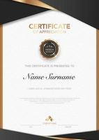 diploma certificaat sjabloon zwarte en gouden kleur met luxe en moderne stijl vector afbeelding, award geschikt voor waardering. vector illustratie eps10.