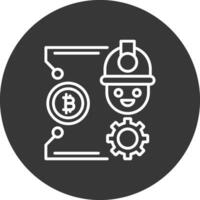 bitcoin ambacht lijn omgekeerd icoon ontwerp vector