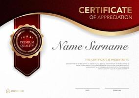 certificaat sjabloon rood en goud luxe stijl afbeelding. diploma van geometrisch modern design. eps10-vector. vector