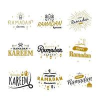 ramadan kareem vector sjabloon collectie. happy eid mubarak typografie en eid al fitr belettering 24