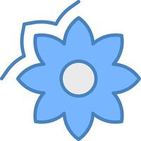 bloem lijn gevulde blauw icoon vector