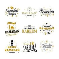 ramadan kareem vector sjabloon collectie. happy eid mubarak typografie en eid al fitr belettering 24