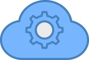 wolk instellingen lijn gevulde blauw icoon vector