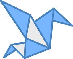 origami lijn gevulde blauw icoon vector