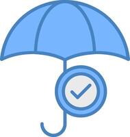 paraplu lijn gevulde blauw icoon vector