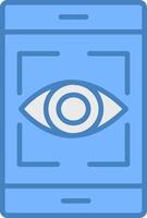 oog herkenning lijn gevulde blauw icoon vector