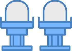 stoelen lijn gevulde blauw icoon vector