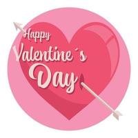 hart doorboord met een pijl met happy Valentijnsdag belettering vector